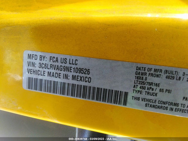 2022 Ram Promaster, VIN: 3C6LRVAG9NE109526