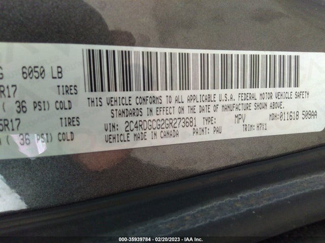 Dodge Grand Caravan Sxt 2016 2C4RDGCG2GR273681 Image 9