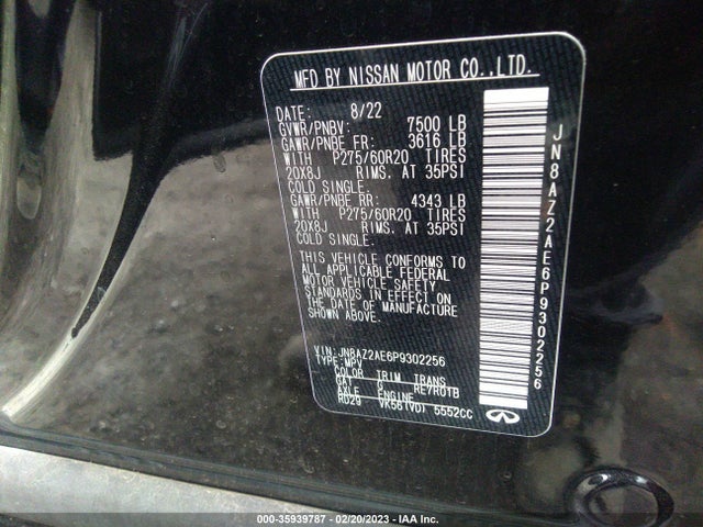2023 Infiniti QX80, VIN: JN8AZ2AE6P9302256