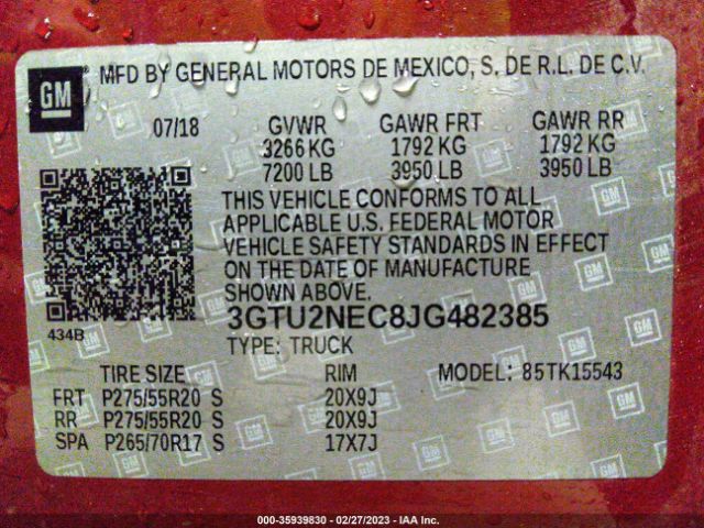 3GTU2NEC8JG482385 GMC Sierra 1500 Slt