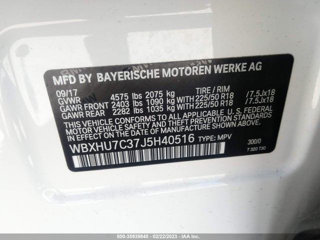 2018 BMW X1, VIN: WBXHU7C37J5H40516