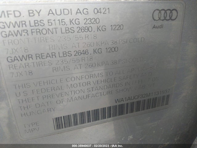 Audi Q3 PREMIUM 2021 WA1AUCF32M1131937 Image 9