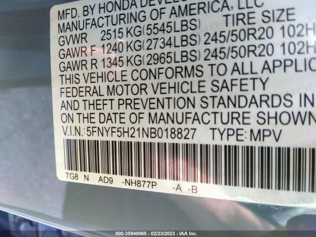 Honda Pilot 2wd Special Edition 2022 5FNYF5H21NB018827 Image 9