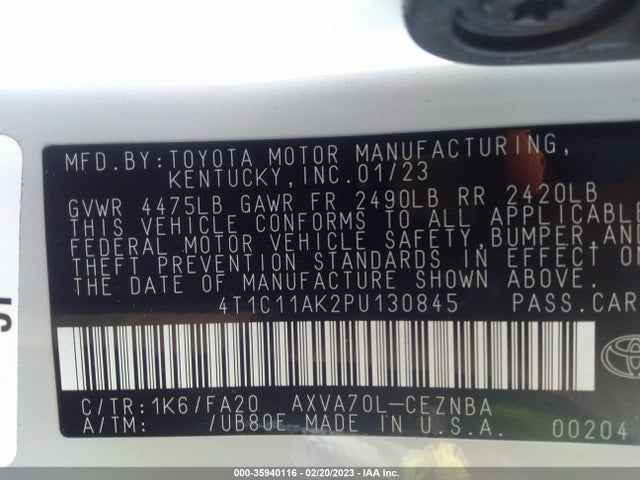 Toyota CAMRY LE 2023 4T1C11AK2PU130845 Image 11