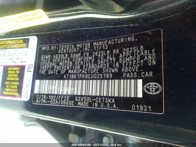 Toyota Camry Se/xle 2014 4T1BK1FK8EU025189 Image 10
