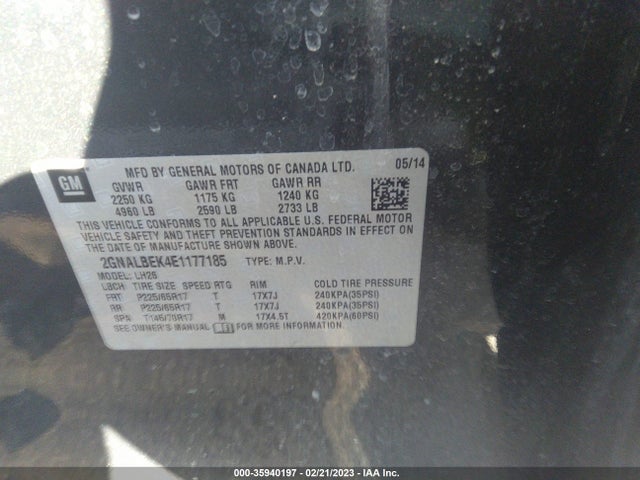 Chevrolet EQUINOX LT 2014 2GNALBEK4E1177185 Image 11