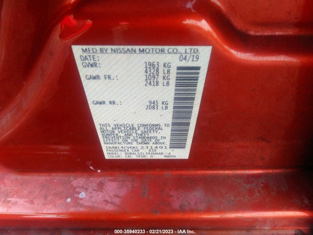 Nissan Altima 2019 1N4BL4CV6KC231491 Image 9