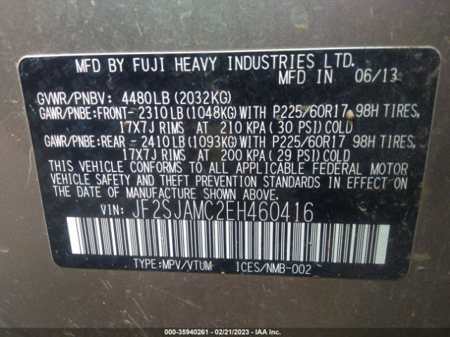 JF2SJAMC2EH460416 Subaru Forester 2.5i Touring