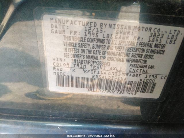 3N1AB7AP0FY383443 Nissan SENTRA SV