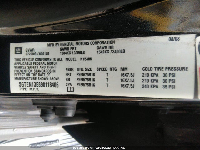 5GTEN13E898118406 Hummer H3 SUV