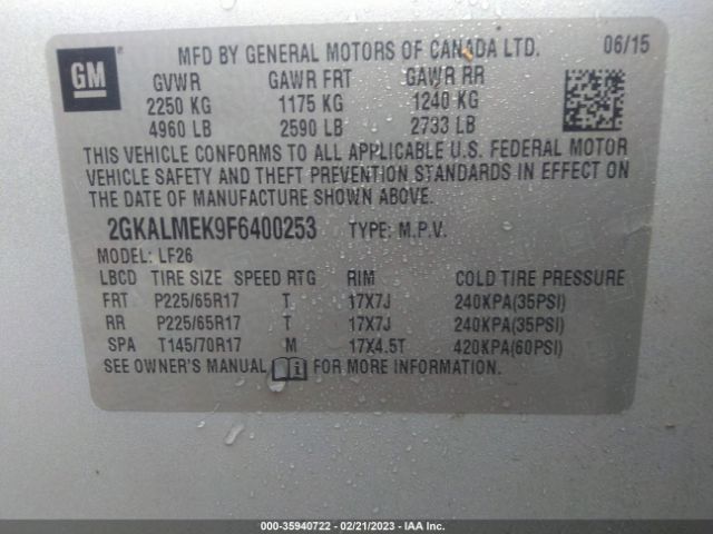 2GKALMEK9F6400253 GMC Terrain Sle