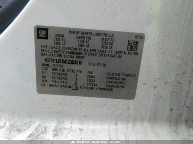 1GTR1LEH5GZ363016 GMC SIERRA 1500