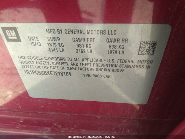 Chevrolet Cruze 1lt 2014 1G1PC5SBXE7218164 Image 10