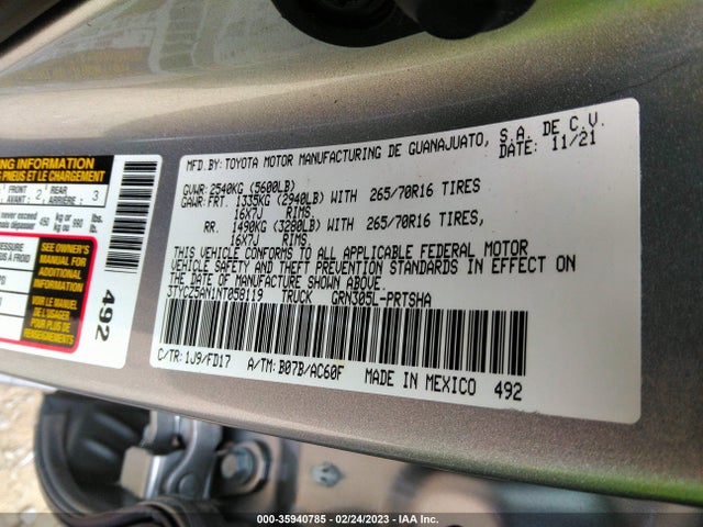Aukcja sprzedaży 2022 Toyota Tacoma 4wd Sr/sr5/trd Sport, vin: 3TYCZ5AN1NT058119, numer aukcji: 35940785