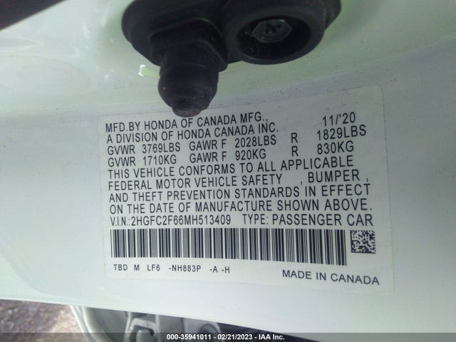 Honda Civic Sedan Lx 2021 2HGFC2F66MH513409 Image 10