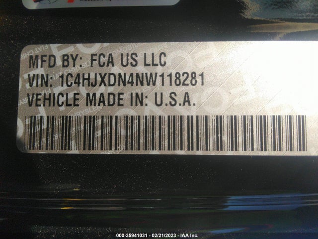 1C4HJXDN4NW118281 Jeep Wrangler Unlimited Sport Altitude