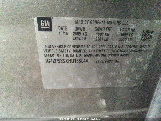 2017 BUICK LACROSSE ESSENCE VIN: 1G4ZP5SSXHU156044