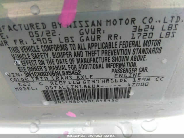 Nissan VERSA S 2022 3N1CN8DV6NL845452 Image 11