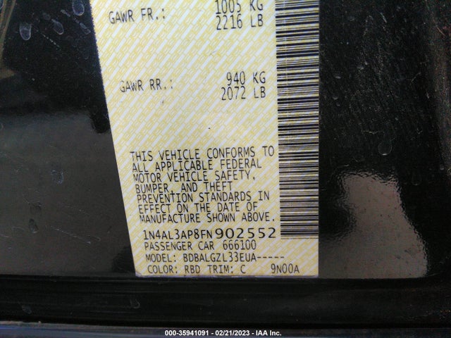 Nissan ALTIMA 2.5 2015 1N4AL3AP8FN902552 Image 10