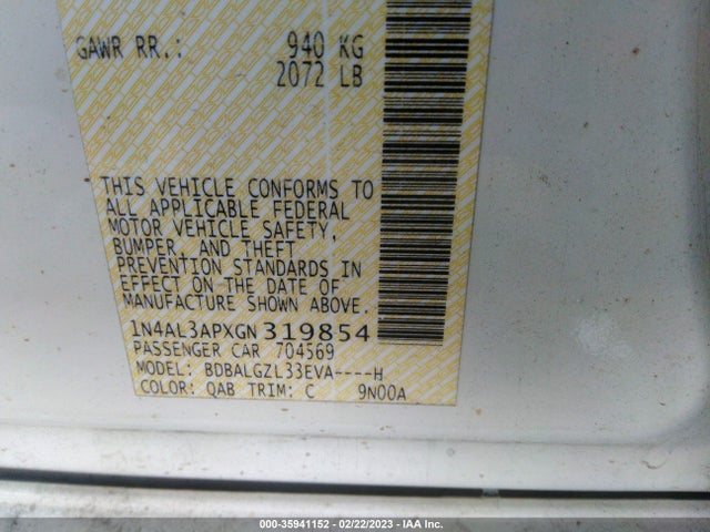 Nissan Altima 2016 1N4AL3APXGN319854 Image 9
