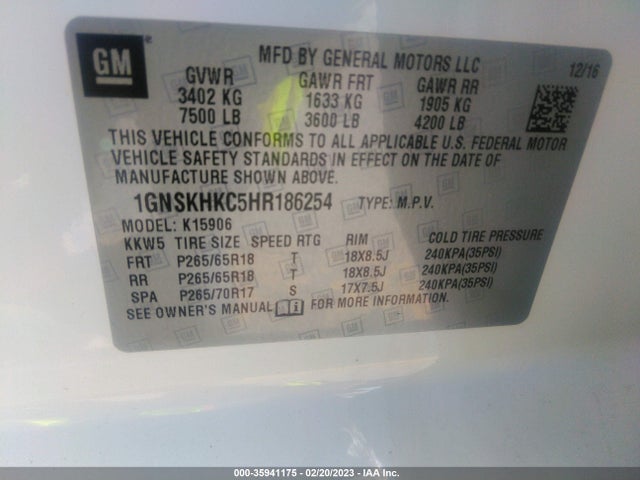 Chevrolet Suburban Lt 2017 1GNSKHKC5HR186254 Image 9