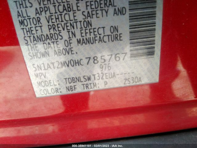 5N1AT2MV0HC785767 Nissan Rogue Sl