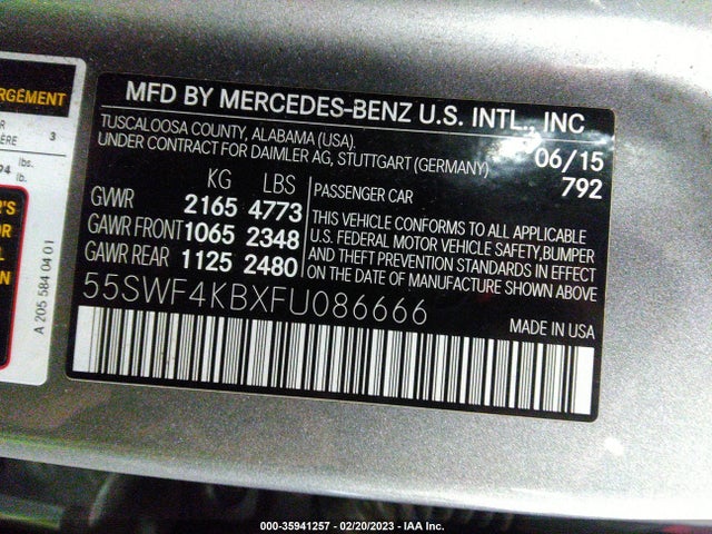 55SWF4KBXFU086666 Mercedes-Benz C-class C 300