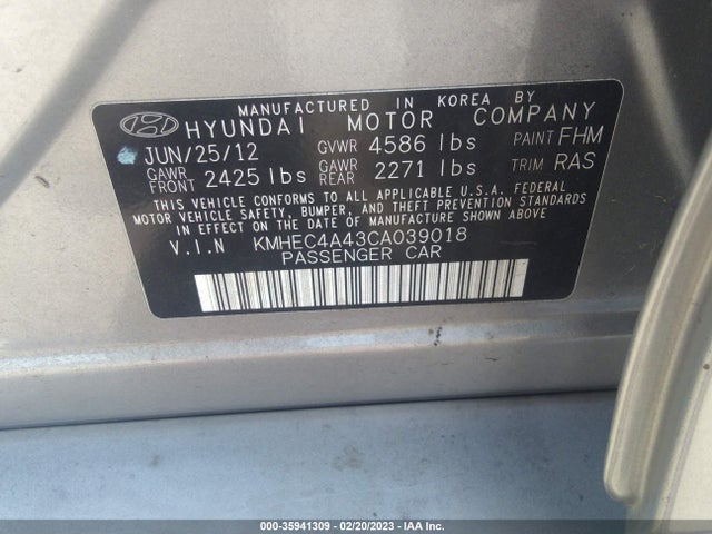 Hyundai SONATA HYBRID 2012 KMHEC4A43CA039018 Image 10