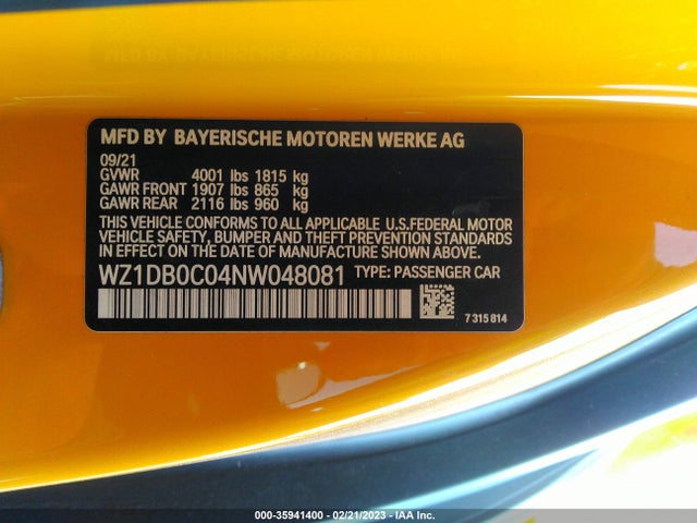2022 Toyota Supra, VIN: WZ1DB0C04NW048081