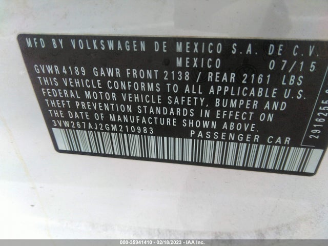 3VW267AJ2GM210983 Volkswagen Jetta Sedan 1.4t S