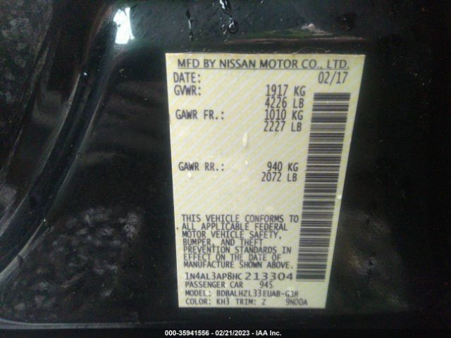 1N4AL3AP8HC213304 Nissan Altima 2.5 Sr