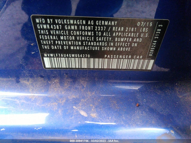 2016 Volkswagen Golf R, VIN: WVWLF7AU4GW054270