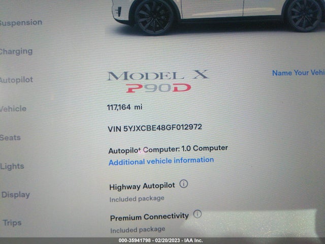 5YJXCBE48GF012972 Tesla Model X P90d/75d/p100d