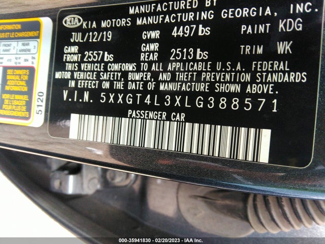 2020 Kia Optima, VIN: 5XXGT4L3XLG388571