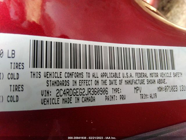 2C4RDGEG2JR360906 Dodge Grand Caravan Gt