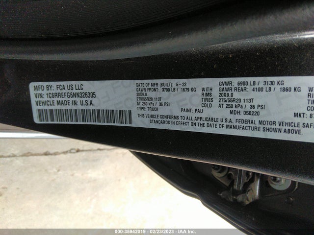 RAM 1500 Big Horn 2022 1C6RREFG6NN326305 Image 11