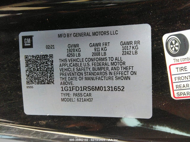 Chevrolet Camaro 2lt 2021 1G1FD1RS6M0131652 Image 10