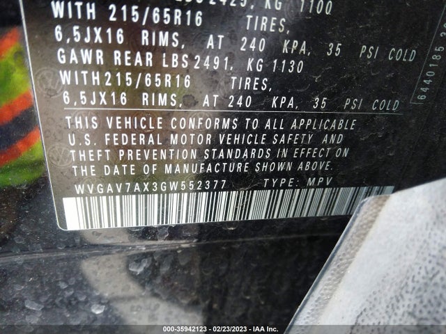 Volkswagen Tiguan 2016 WVGAV7AX3GW552377 Image 10