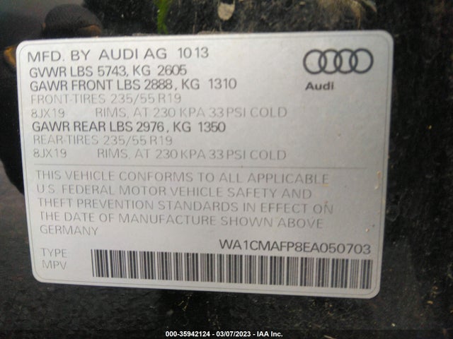 WA1CMAFP8EA050703 Audi Q5 Premium Plus