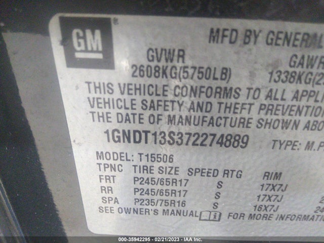 Chevrolet Trailblazer Lt 2007 1GNDT13S372274889 Image 10