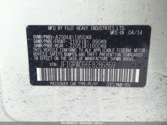JF1GPAC66E8286869 Subaru Impreza Wagon 2.0i Premium