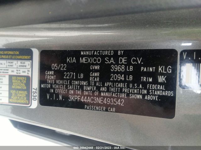 3KPF44AC3NE493542 KIA FORTE GT
