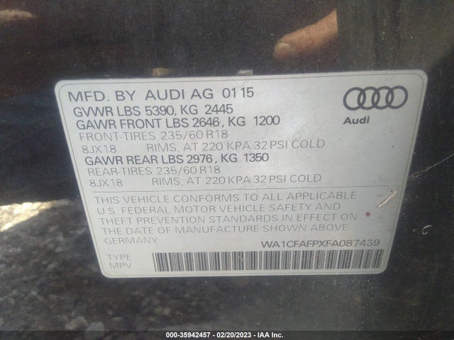 WA1CFAFPXFA087439 Audi Q5 PREMIUM