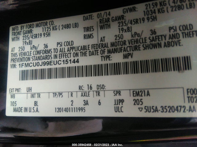 Ford Escape Titanium 2014 1FMCU0J99EUC15144 Image 9