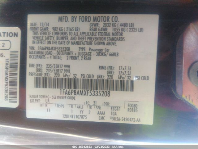 1FA6P8AMXF5335208 Ford Mustang V6