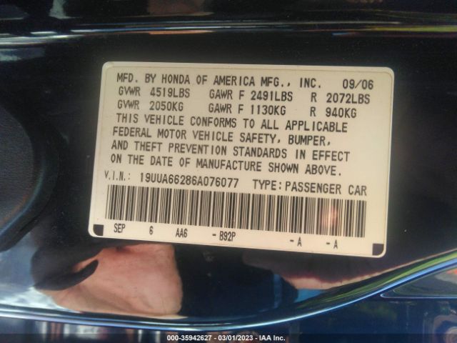 19UUA66286A076077 Acura TL