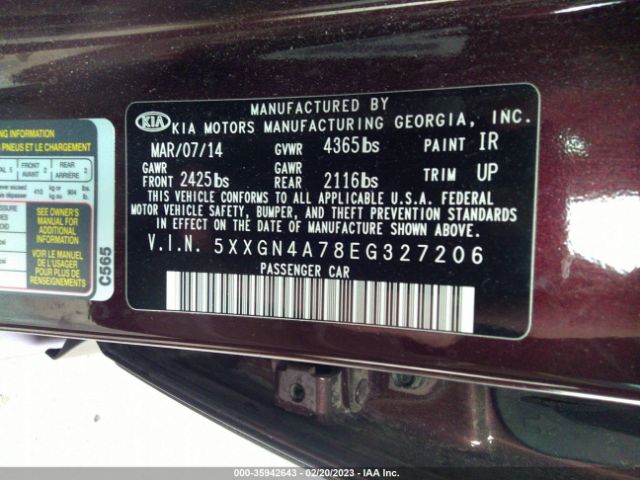 5XXGN4A78EG327206 KIA OPTIMA EX
