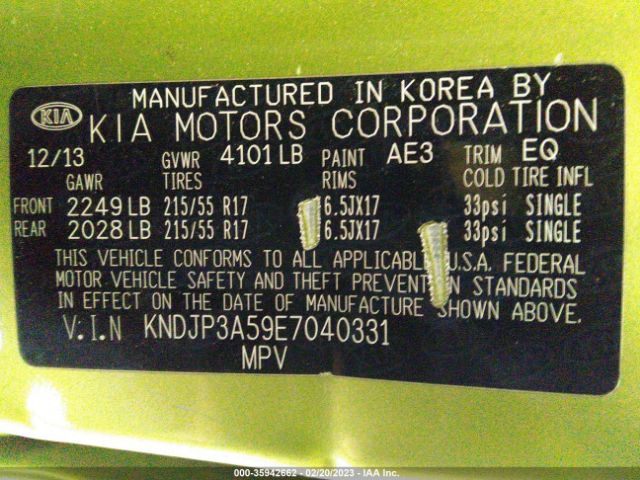 KNDJP3A59E7040331 KIA SOUL +