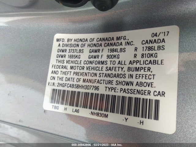 Honda Civic Coupe Lx 2017 2HGFC4B58HH307796 Image 9