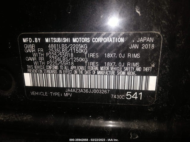 JA4AZ3A36JJ003267 Mitsubishi Outlander Es/se/sel/le